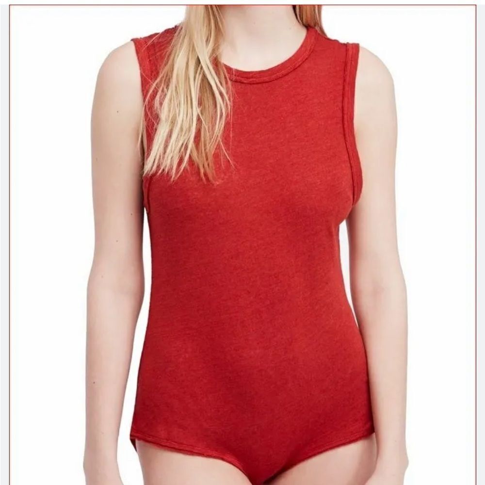 FREE PEOPLE RED TERRACOTTA BODYSUIT WOMENS SMALL